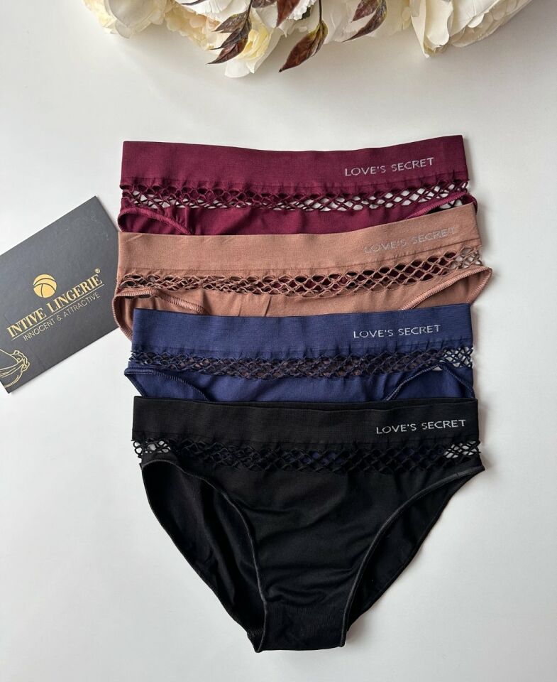 Kadın Dikişsiz Antibakteriyel Sportwear Fileli Slip/Bikini (Siyah, Bordo, Kahverengi, Lacivert) Bordo - S/M