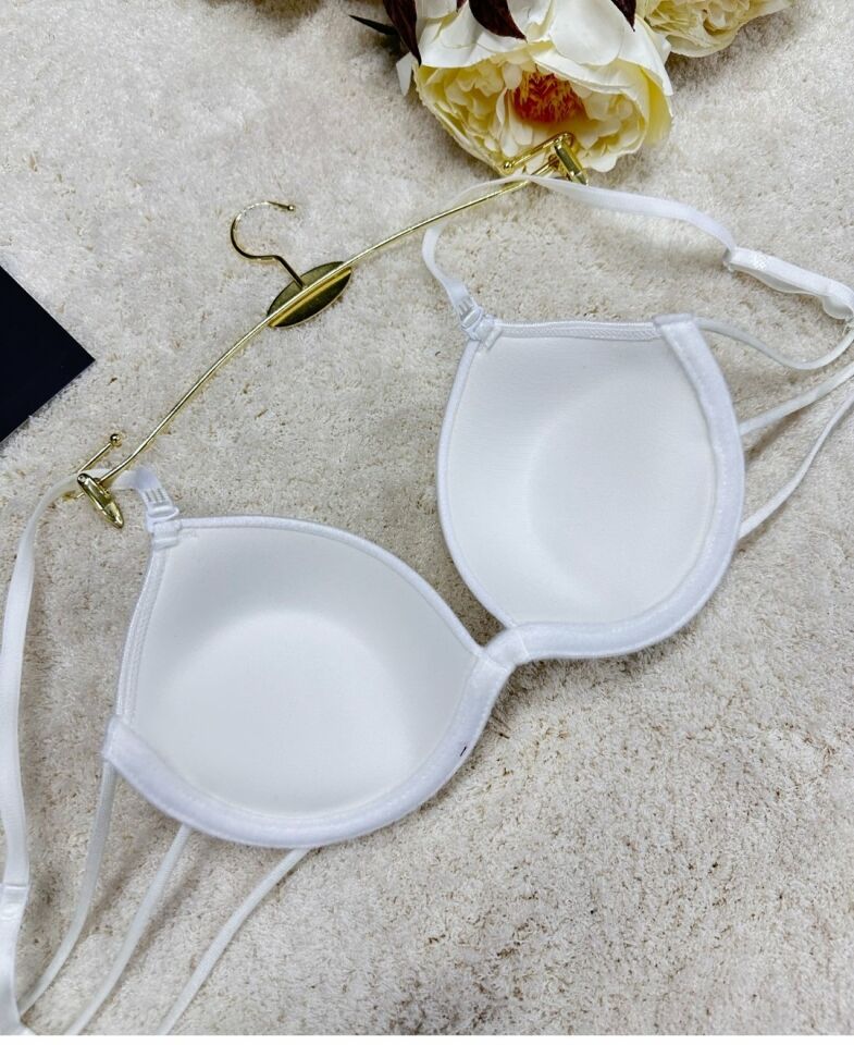 Le Jardin Valeria Biyeli Taşlı Mikro Push-up Arkası İp Detaylı Sütyen - 7007 Beyaz - 90B