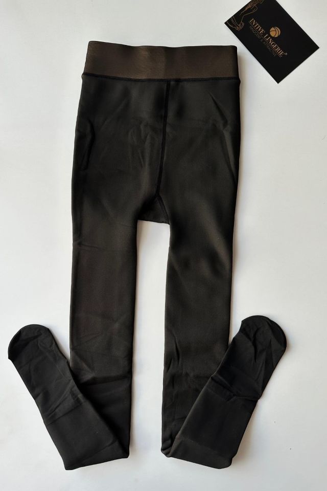 Kadın Üstün Kalite İçi Tüylü Peluş Kalın Kışlık Termal Çorap Tayt Siyah - L/XL