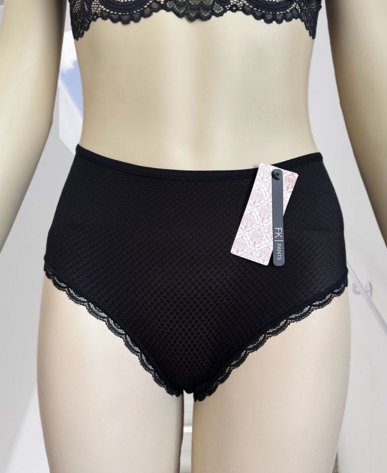 Pointy Love Kalpli Transparan Kumaş Arkası Dekolte Şeritli Yüksek Bel Slip Siyah - XL