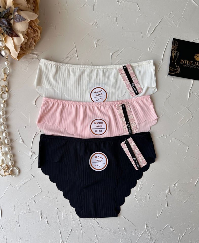 Mikro Lazer Kaşkorse Fitilli Kumaş Normal Bel Dikişsiz Slip/Külot Pembe - XL