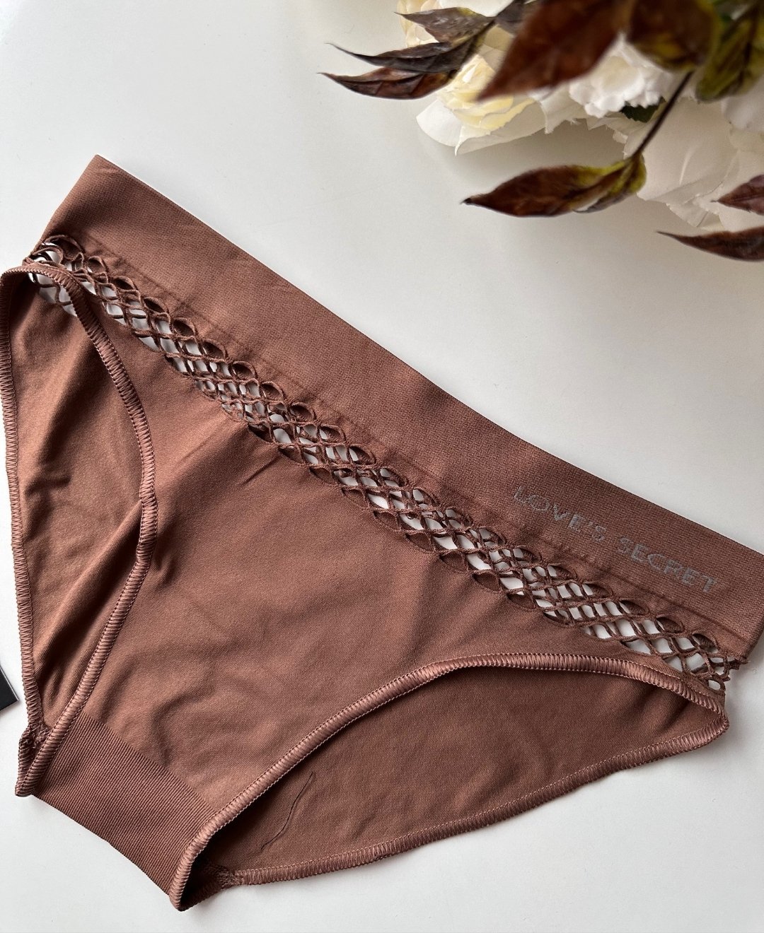 Kadın Dikişsiz Antibakteriyel Sportwear Fileli Slip/Bikini (Siyah, Bordo, Kahverengi, Lacivert) Kahverengi - M/L
