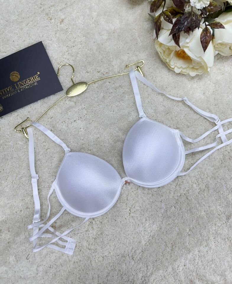 Le Jardin Valeria Biyeli Taşlı Mikro Push-up Arkası İp Detaylı Sütyen - 7007 Ekru - 75B