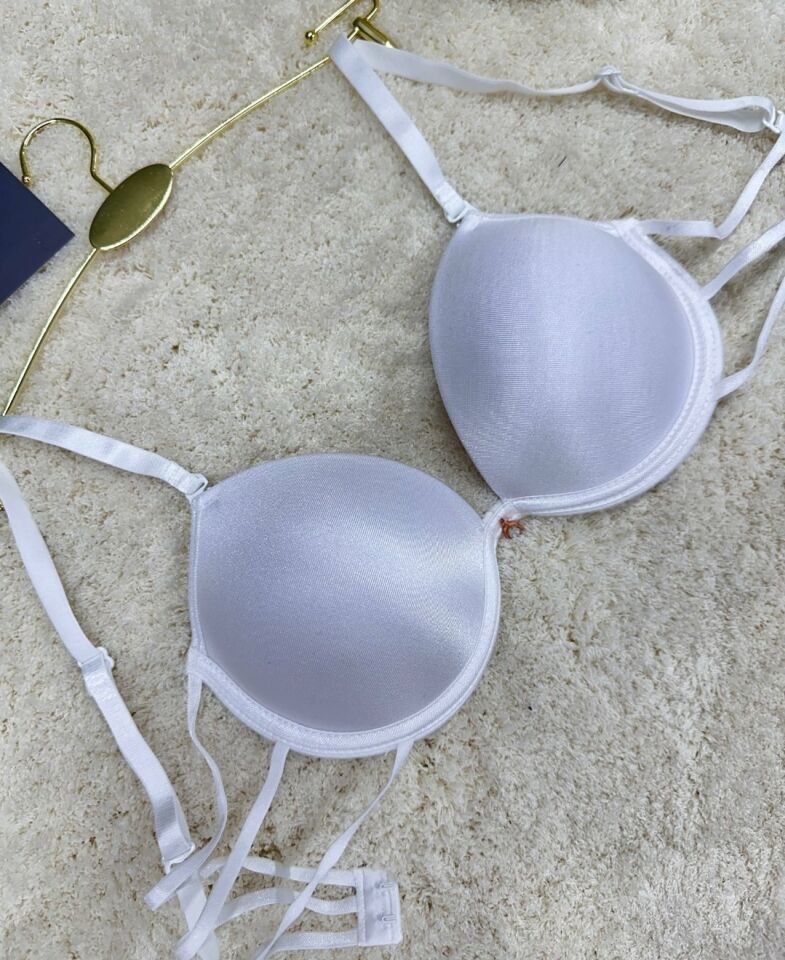 Le Jardin Valeria Biyeli Taşlı Mikro Push-up Arkası İp Detaylı Sütyen - 7007 Ekru - 80B