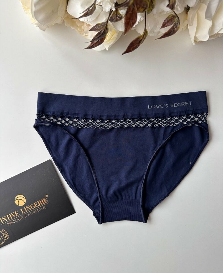 Kadın Dikişsiz Antibakteriyel Sportwear Fileli Slip/Bikini (Siyah, Bordo, Kahverengi, Lacivert) Lacivert - L/XL