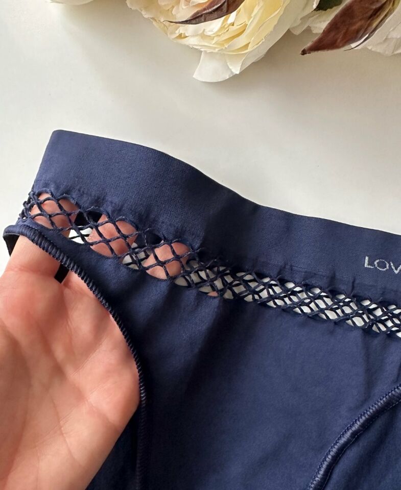 Kadın Dikişsiz Antibakteriyel Sportwear Fileli Slip/Bikini (Siyah, Bordo, Kahverengi, Lacivert) Lacivert - L/XL
