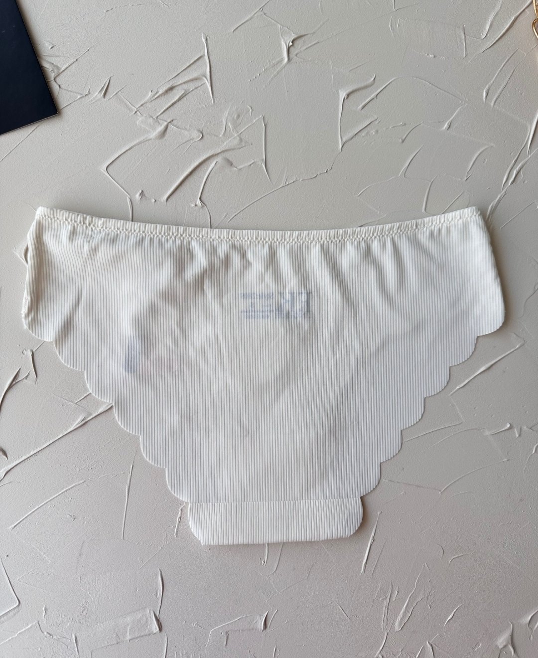 Mikro Lazer Kaşkorse Fitilli Kumaş Normal Bel Dikişsiz Slip/Külot Ekru - M