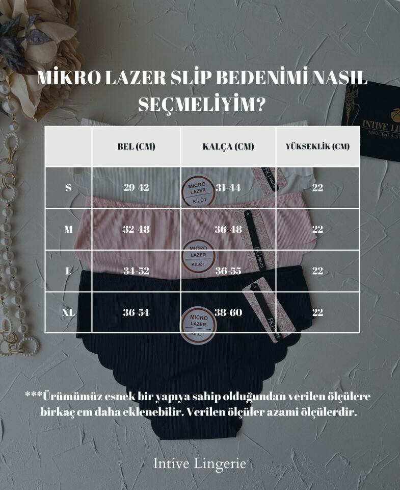 Mikro Lazer Kaşkorse Fitilli Kumaş Normal Bel Dikişsiz Slip/Külot Ekru - M