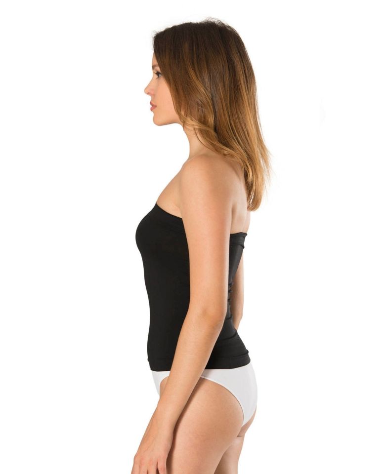 NBB Penye Straplez Askısız Slim-fit Body Dikişsiz Seamless Büstiyer-Tshirt -6144 Siyah - S