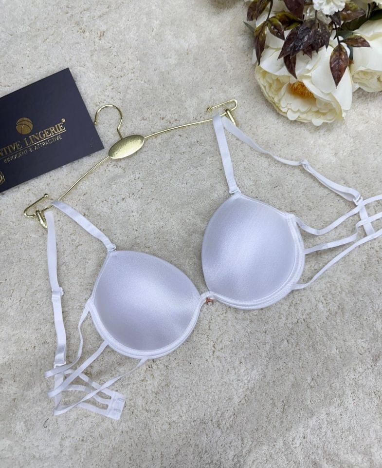 Le Jardin Valeria Biyeli Taşlı Mikro Push-up Arkası İp Detaylı Sütyen - 7007 Ekru - 90B