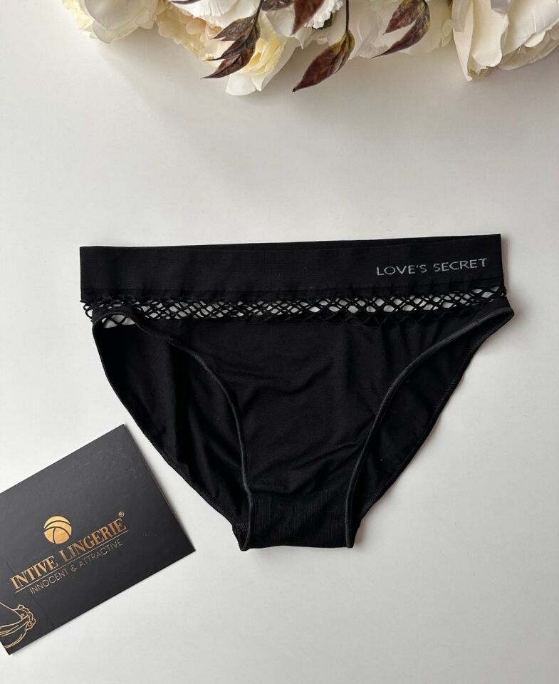 Kadın Dikişsiz Antibakteriyel Sportwear Fileli Slip/Bikini (Siyah, Bordo, Kahverengi, Lacivert) Siyah - S/M