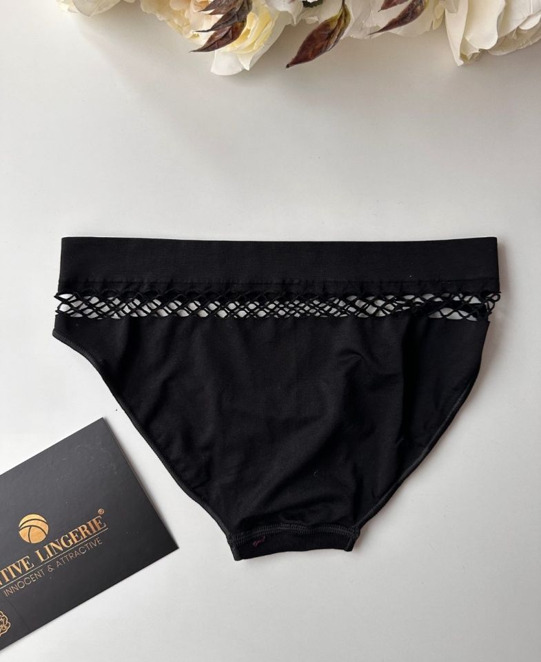 Kadın Dikişsiz Antibakteriyel Sportwear Fileli Slip/Bikini (Siyah, Bordo, Kahverengi, Lacivert) Siyah - L/XL