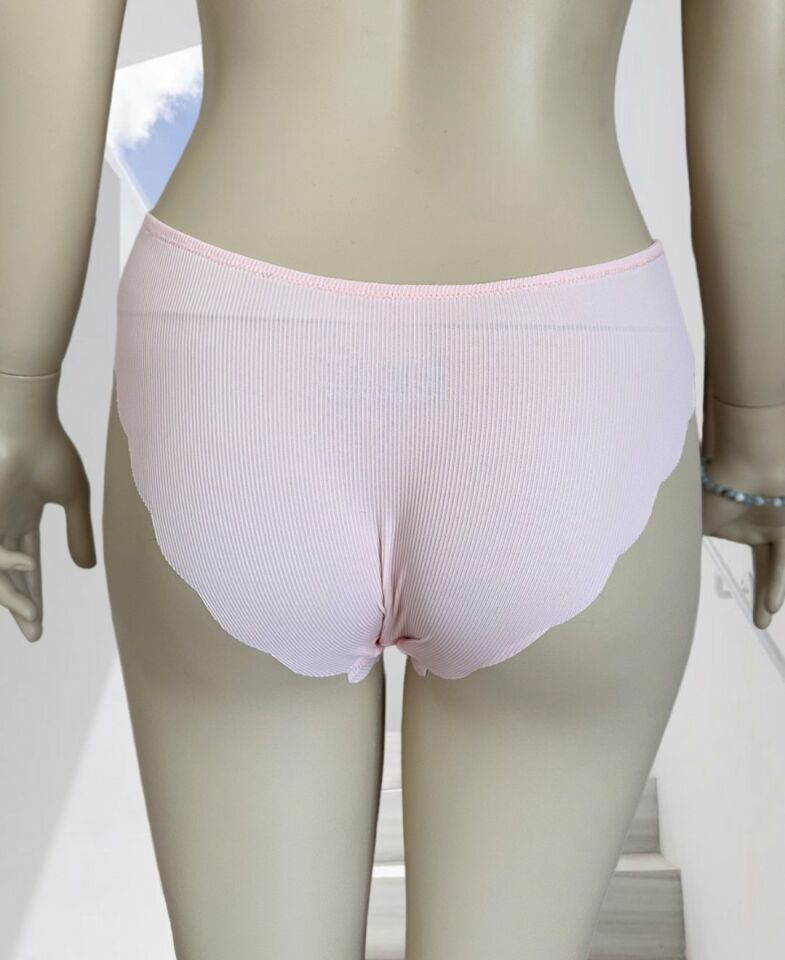 Mikro Lazer Kaşkorse Fitilli Kumaş Normal Bel Dikişsiz Slip/Külot Pembe - L