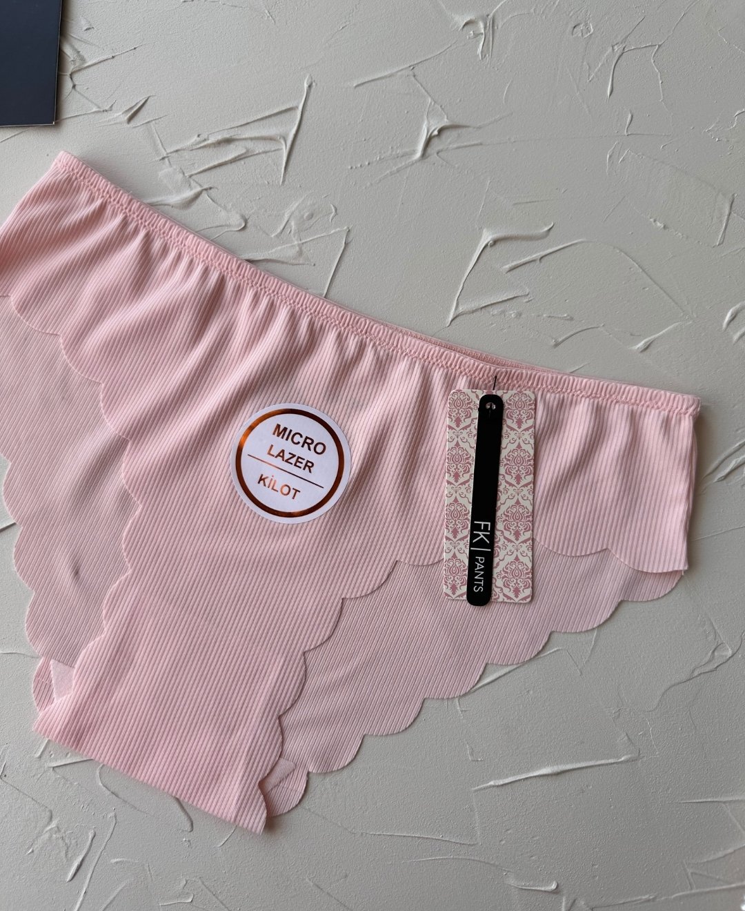 Mikro Lazer Kaşkorse Fitilli Kumaş Normal Bel Dikişsiz Slip/Külot Pembe - XL