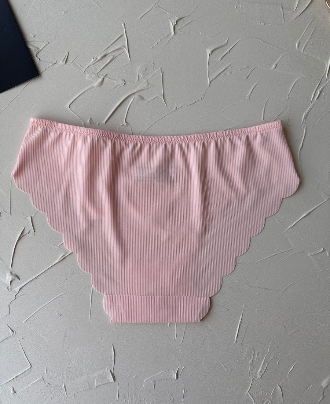 Mikro Lazer Kaşkorse Fitilli Kumaş Normal Bel Dikişsiz Slip/Külot Pembe - XL