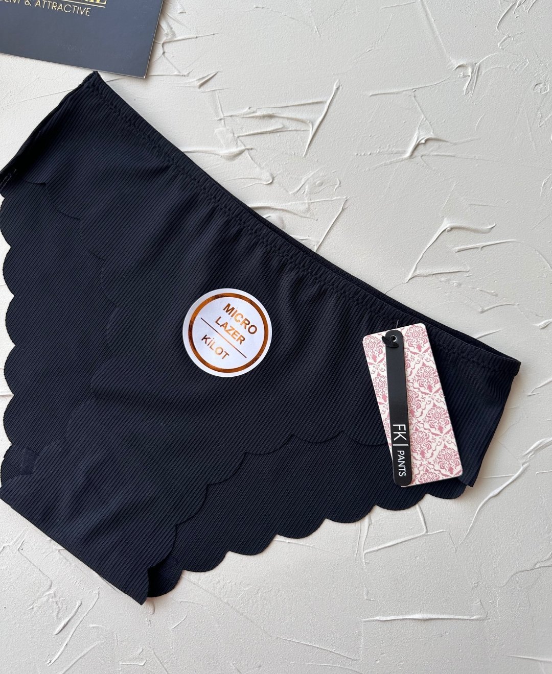 Mikro Lazer Kaşkorse Fitilli Kumaş Normal Bel Dikişsiz Slip/Külot Siyah - L