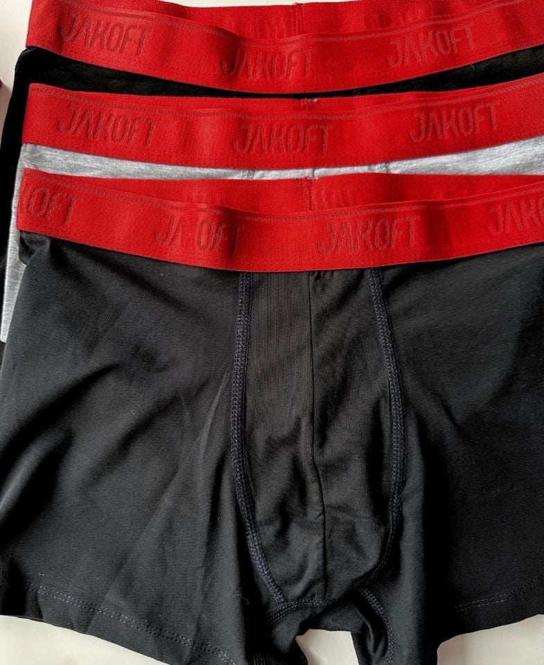 Jakoft Ultra Rahat Esnek %95 Pamuklu Üçlü Kutulu Erkek Boxer Kırmızı - M