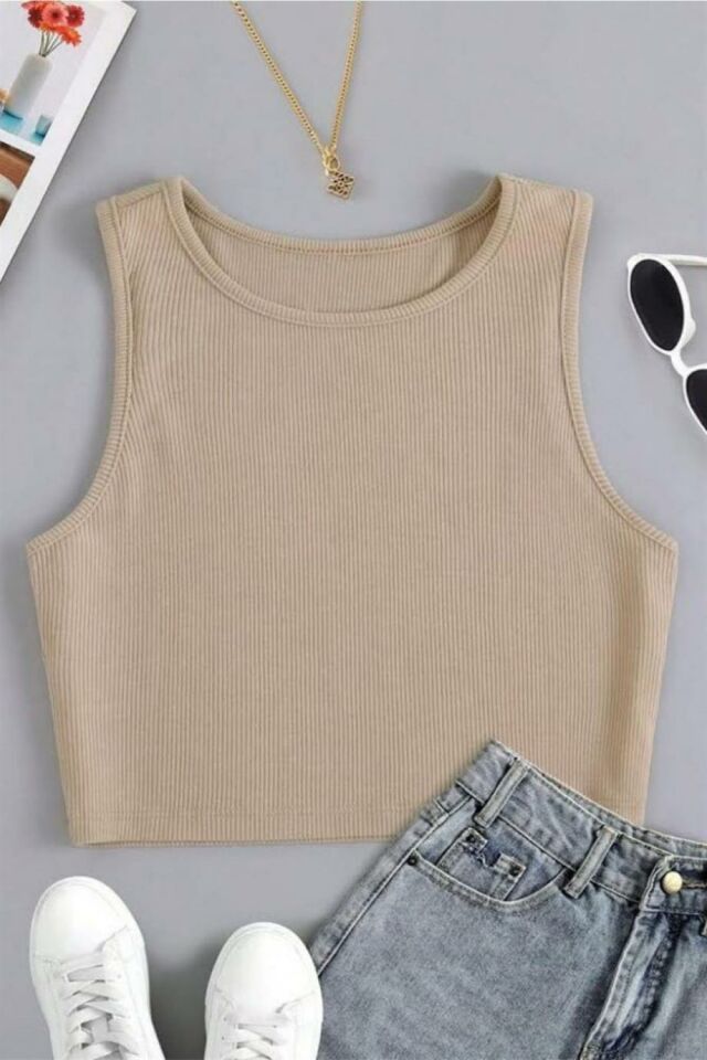 YNT Crem Kalın Askılı Crop BN6572CR CREM - Standart