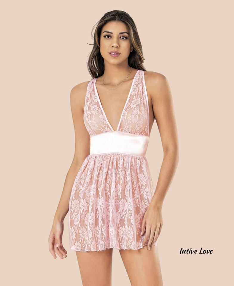 Moongirl Derin V Dekolteli Tamamı Dantel Arkası Açık Çekici Gecelik/Babydoll (Saks, Pembe) Moongirl Derin V Dekolteli Tamamı Dantel Arkası Açık Çekici Gecelik/Babydoll (Saks, Pembe)