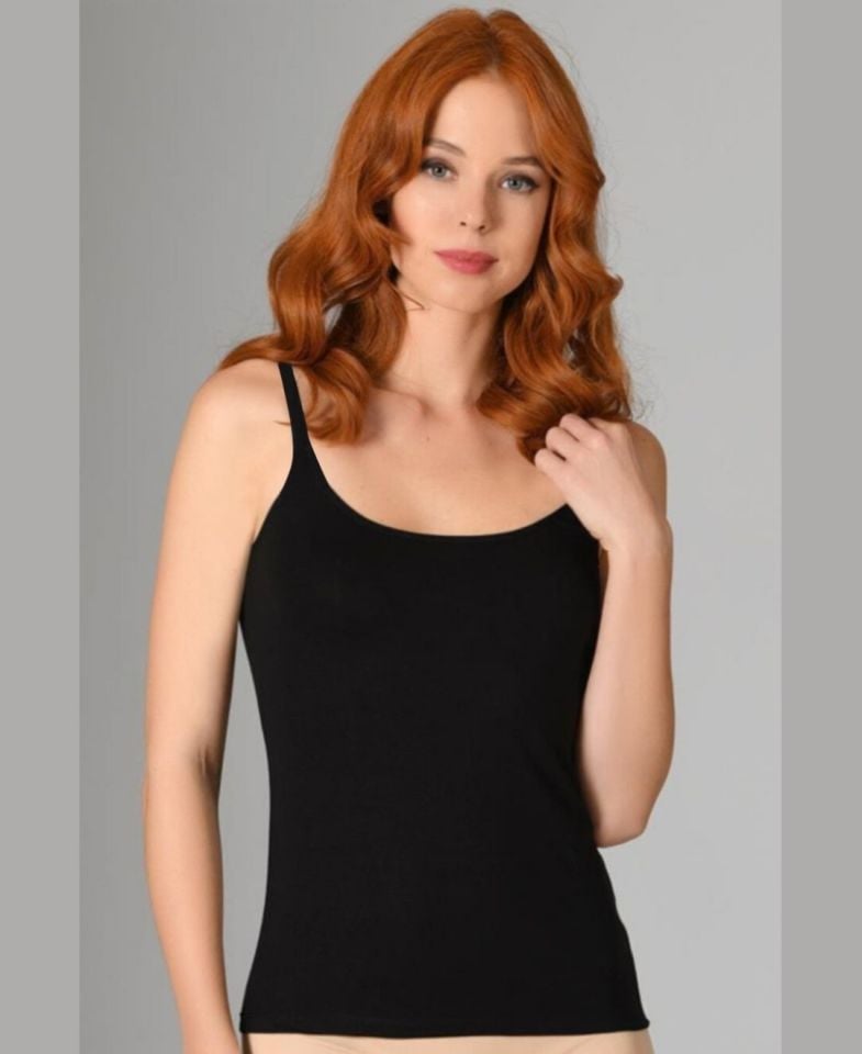 NBB İnce Askılı Basic Günlük Kullanım Ribana Atlet -662 Siyah - XL