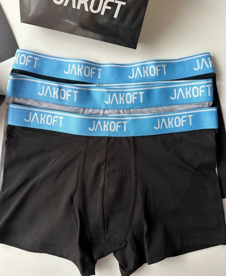 Jakoft Ultra Rahat Esnek %95 Pamuklu Üçlü Kutulu Erkek Boxer Mavi - L