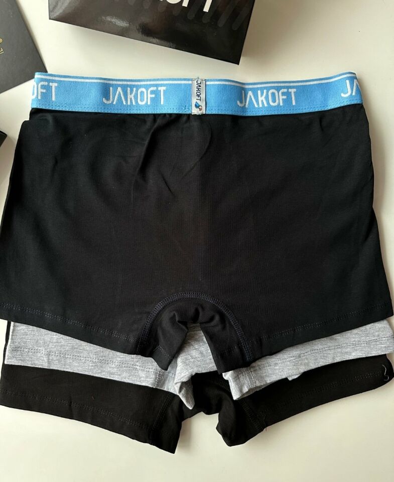 Jakoft Ultra Rahat Esnek %95 Pamuklu Üçlü Kutulu Erkek Boxer Mavi - XL