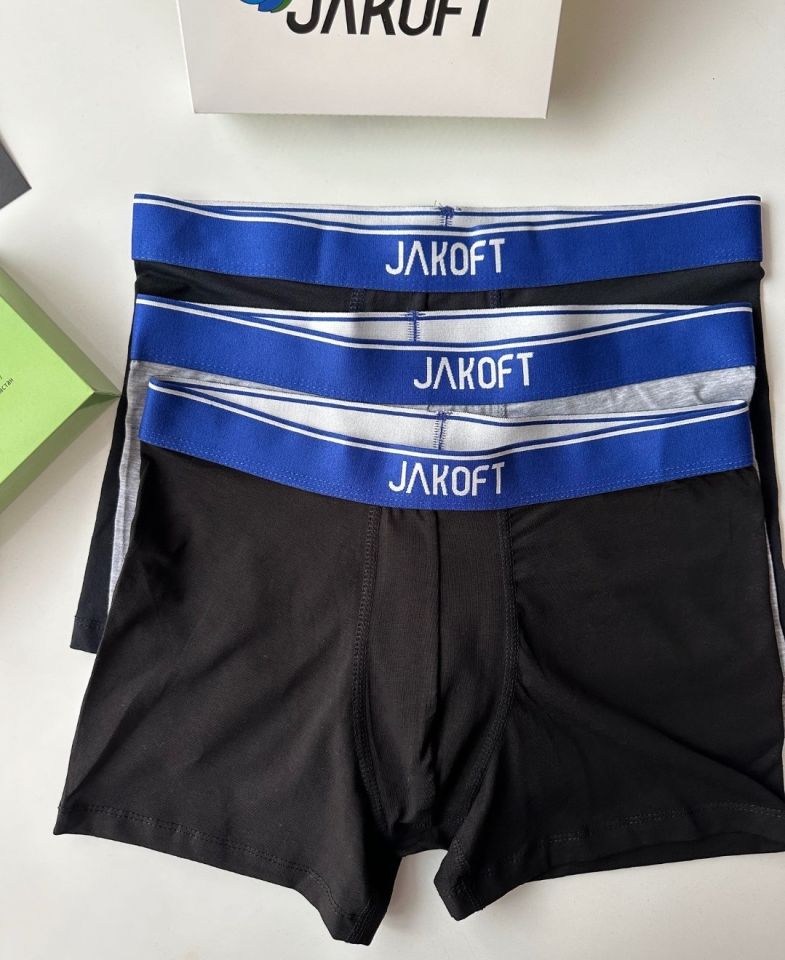 Jakoft Ultra Rahat Esnek %95 Pamuklu Üçlü Kutulu Erkek Boxer Saks Mavisi - L