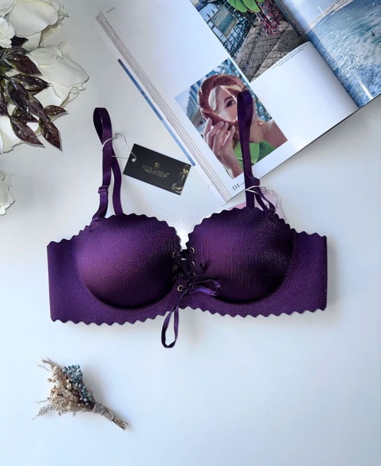 Lady Lazer Kesim Önden Bağlamalı İthal Push-up Maximizer Sütyen Mor - 75B