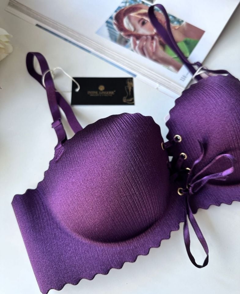 Lady Lazer Kesim Önden Bağlamalı İthal Push-up Maximizer Sütyen Mor - 75B