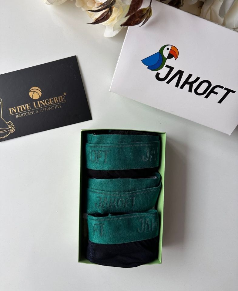 Jakoft Ultra Rahat Esnek %95 Pamuklu Üçlü Kutulu Erkek Boxer Yeşil - M