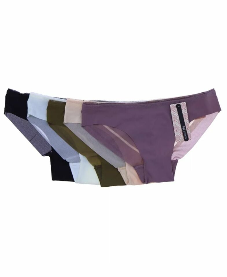 Kadın Arkası Transparan Detaylı Dikişsiz İz Yapmaz Brazilian Külot -2805 Bordo - XL