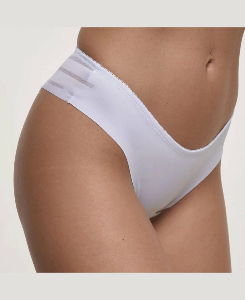 Kadın Arkası Transparan Detaylı Dikişsiz İz Yapmaz Brazilian Külot -2805 Ekru - XL