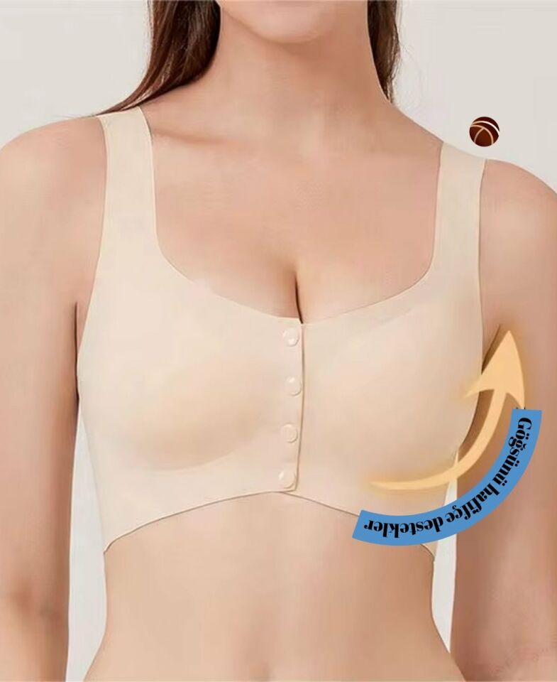Gracie Lazer Kesim Dikişsiz Önü Çıtçıtlı Açılabilir Rahat Bralet/Sütyen (Emziren Anneler) Ekru - S