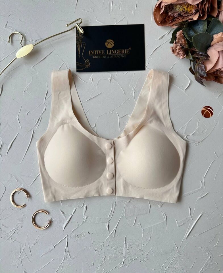Gracie Lazer Kesim Dikişsiz Önü Çıtçıtlı Açılabilir Rahat Bralet/Sütyen (Emziren Anneler) Ekru - S