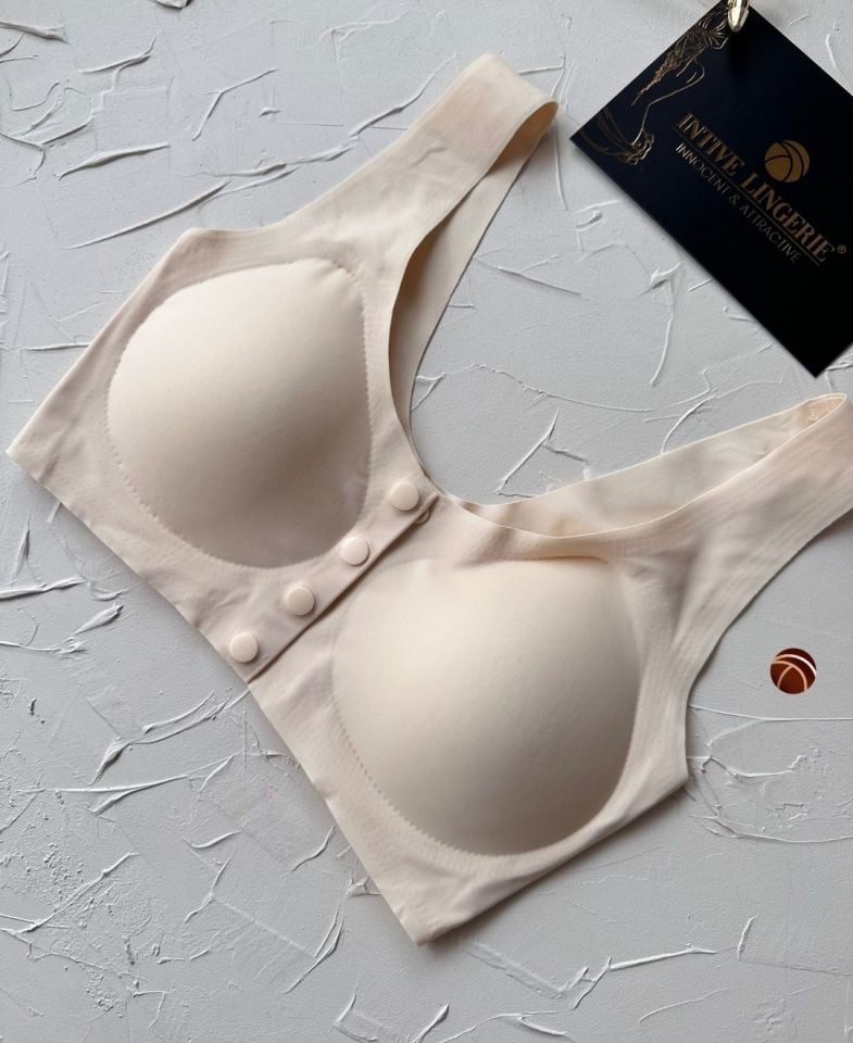 Gracie Lazer Kesim Dikişsiz Önü Çıtçıtlı Açılabilir Rahat Bralet/Sütyen (Emziren Anneler) Ekru - S