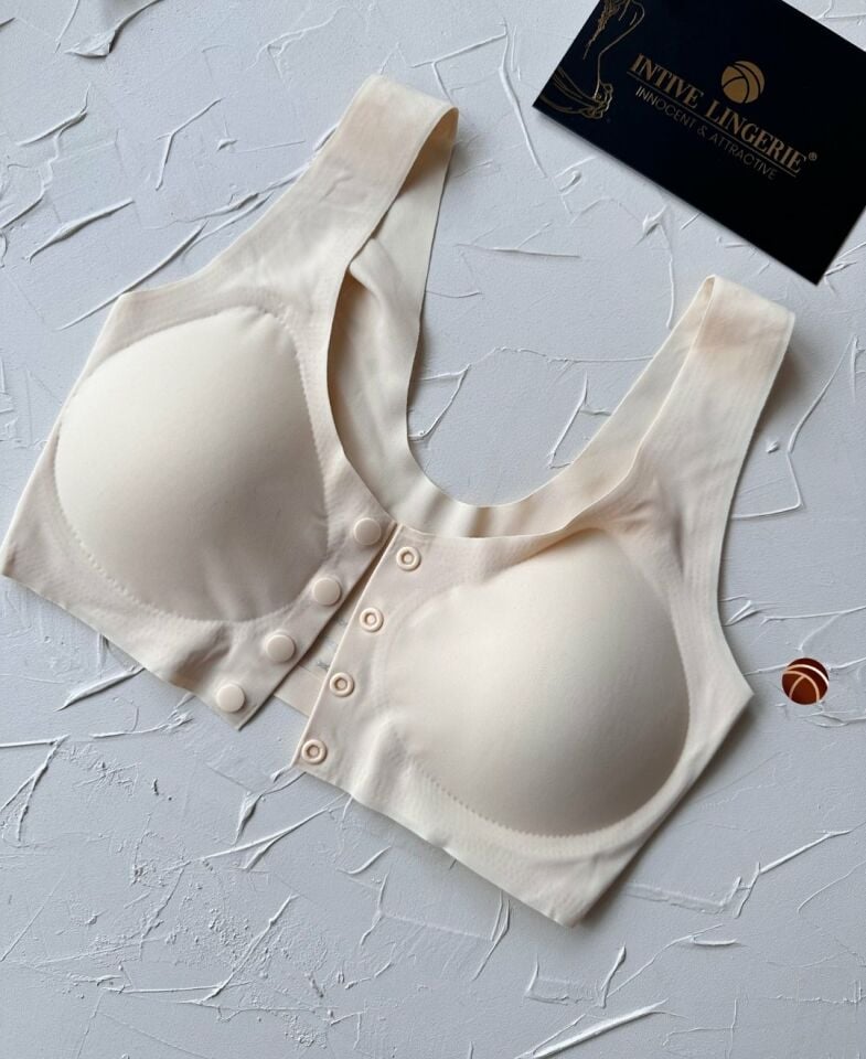 Gracie Lazer Kesim Dikişsiz Önü Çıtçıtlı Açılabilir Rahat Bralet/Sütyen (Emziren Anneler) Ekru - S