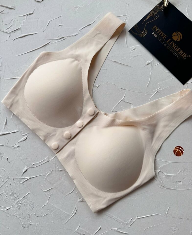 Gracie Lazer Kesim Dikişsiz Önü Çıtçıtlı Açılabilir Rahat Bralet/Sütyen (Emziren Anneler) Ekru - XL