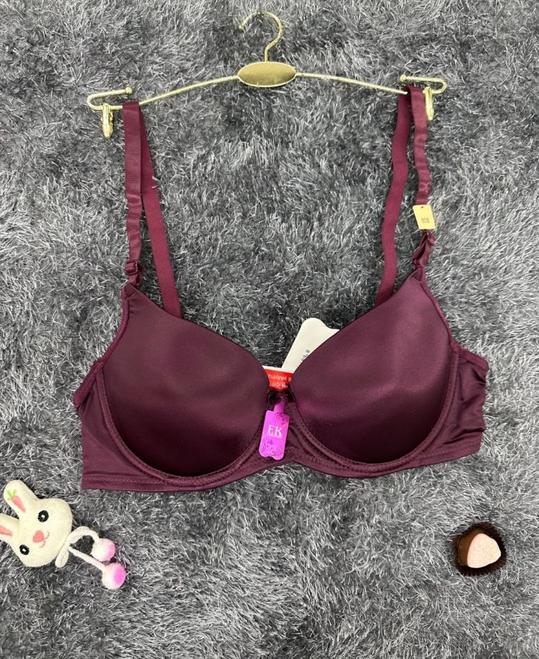 Günlük Kullanım Mikro Saten Balenli Boş Cup Parlak Kumaşlı Sütyen -118 Bordo - 90B
