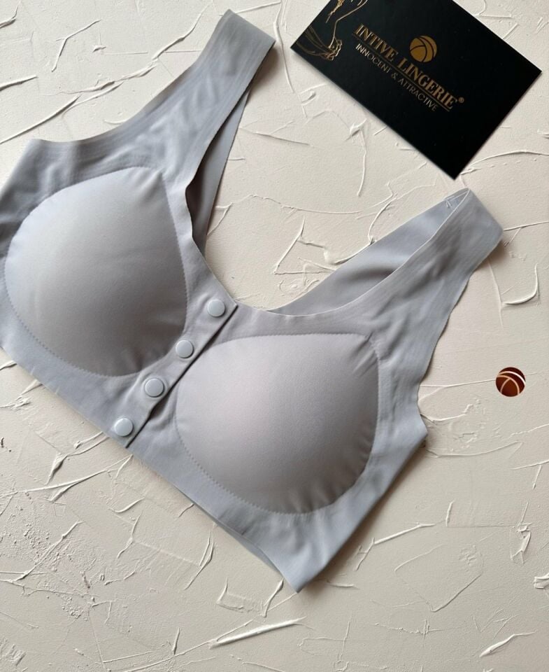 Gracie Lazer Kesim Dikişsiz Önü Çıtçıtlı Açılabilir Rahat Bralet/Sütyen (Emziren Anneler) Gri - M