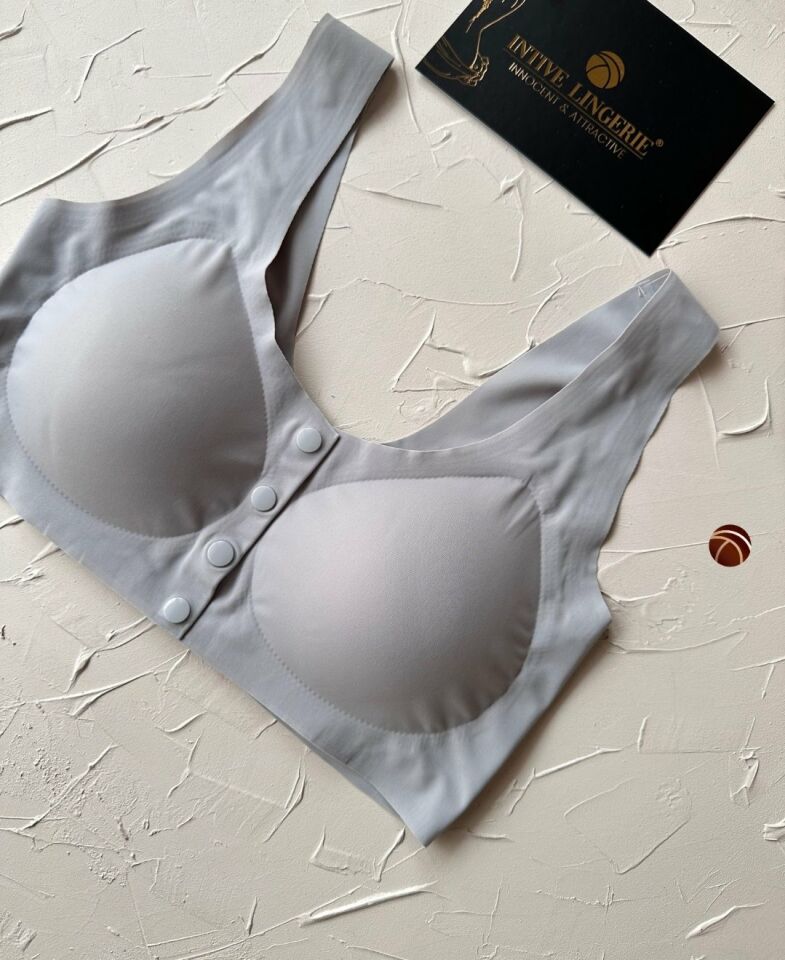 Gracie Lazer Kesim Dikişsiz Önü Çıtçıtlı Açılabilir Rahat Bralet/Sütyen (Emziren Anneler) Gri - XL