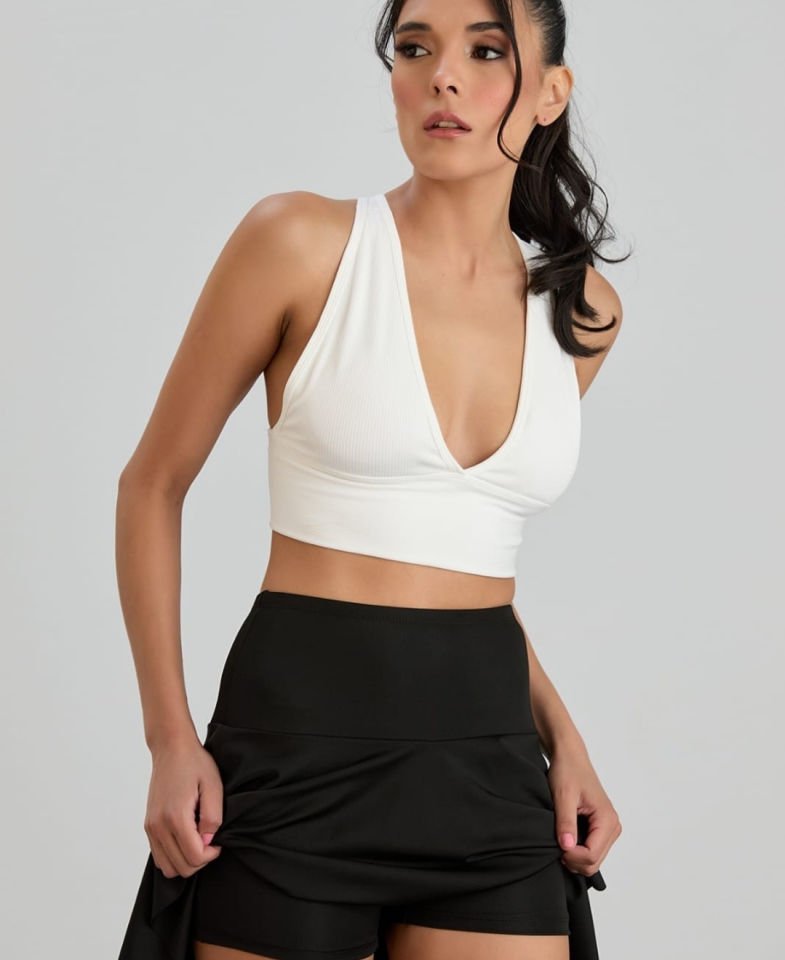 Aurafit Fitilli Arkası Çapraz Derin Dekolte Spor Sütyeni/Büstiyer-9036 Kırmızı - S/M