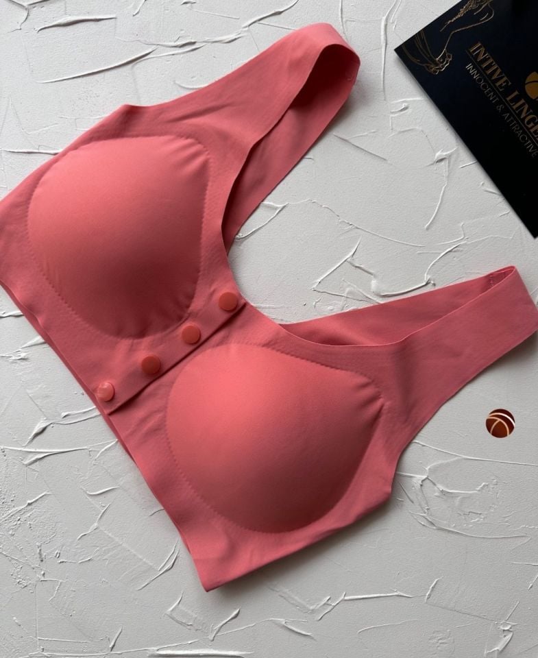 Gracie Lazer Kesim Dikişsiz Önü Çıtçıtlı Açılabilir Rahat Bralet/Sütyen (Emziren Anneler) Nar Çiçeği - XL
