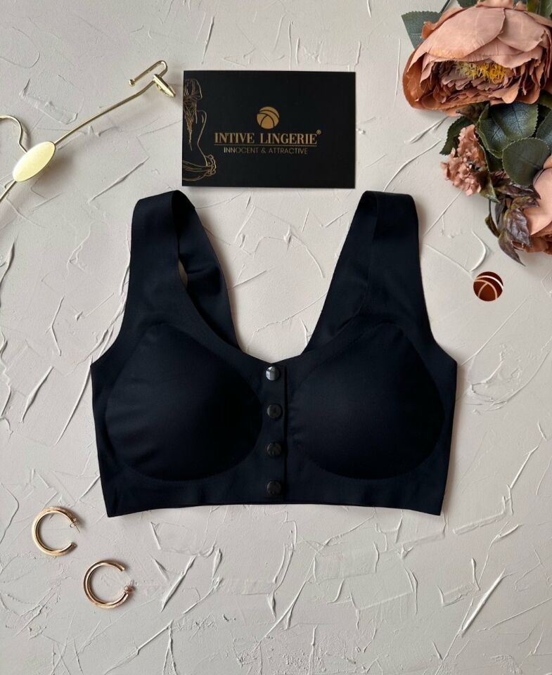 Gracie Lazer Kesim Dikişsiz Önü Çıtçıtlı Açılabilir Rahat Bralet/Sütyen (Emziren Anneler) Siyah - S