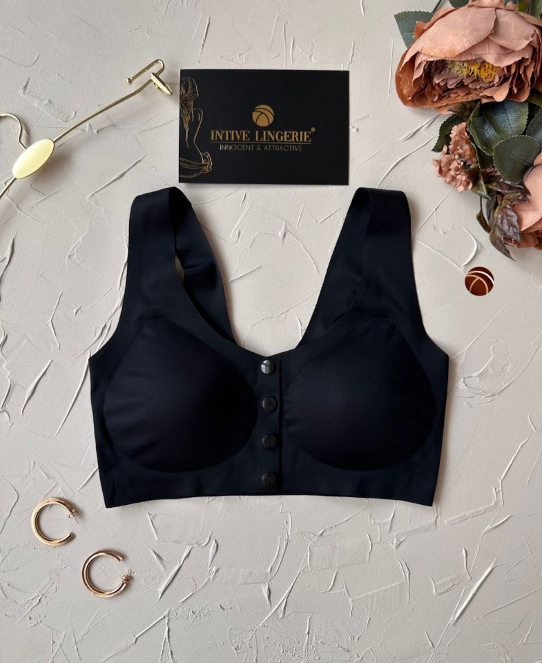 Gracie Lazer Kesim Dikişsiz Önü Çıtçıtlı Açılabilir Rahat Bralet/Sütyen (Emziren Anneler) Siyah - XL