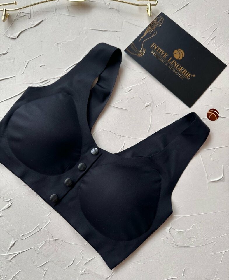 Gracie Lazer Kesim Dikişsiz Önü Çıtçıtlı Açılabilir Rahat Bralet/Sütyen (Emziren Anneler) Siyah - XL