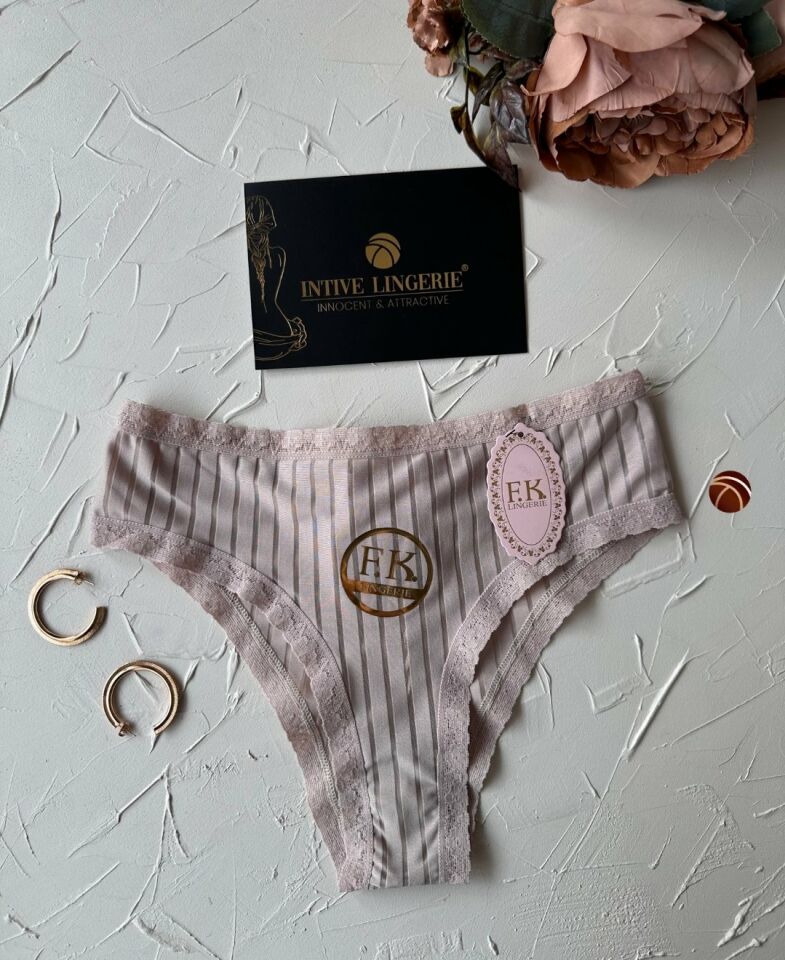 Lola Transparan Arkası Bağlama Detaylı Fantezi/Günlük Kullanım Külot/Tanga (Limited) Somon - S/M