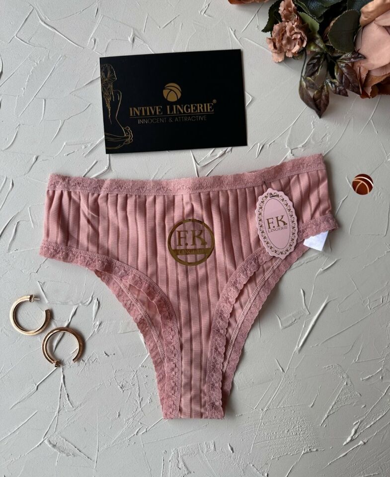 Lola Transparan Arkası Bağlama Detaylı Fantezi/Günlük Kullanım Külot/Tanga (Limited) Pembe - L/XL