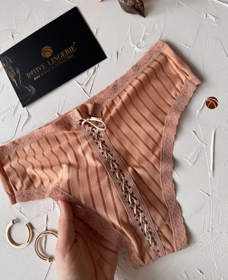 Lola Transparan Arkası Bağlama Detaylı Fantezi/Günlük Kullanım Külot/Tanga (Limited) Somon - S/M
