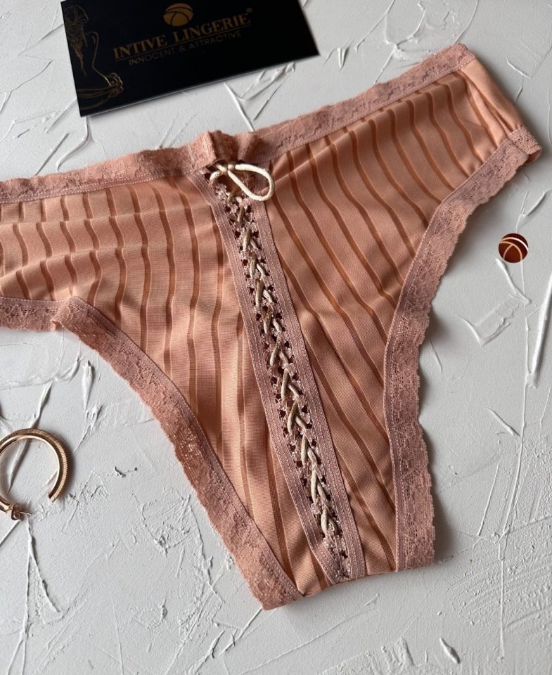 Lola Transparan Arkası Bağlama Detaylı Fantezi/Günlük Kullanım Külot/Tanga (Limited) Somon - S/M