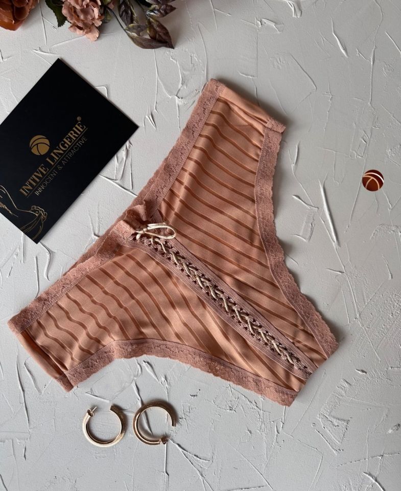 Lola Transparan Arkası Bağlama Detaylı Fantezi/Günlük Kullanım Külot/Tanga (Limited) Somon - S/M